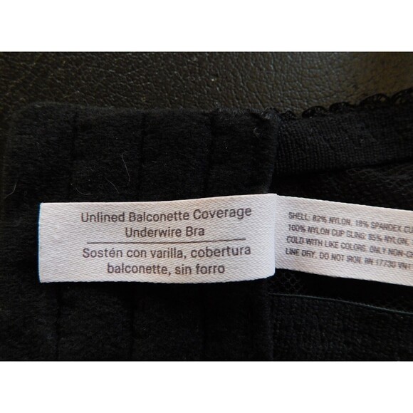 Auden Bra Womens Black Balconette Underwire Unpadded Size 36DD - Picture 7 of 10